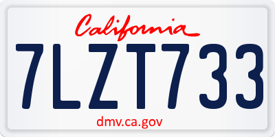 CA license plate 7LZT733