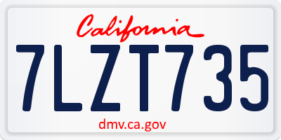 CA license plate 7LZT735