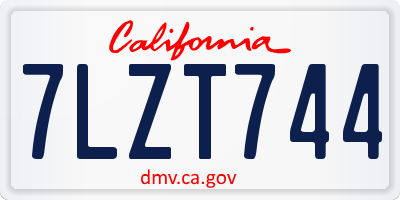 CA license plate 7LZT744