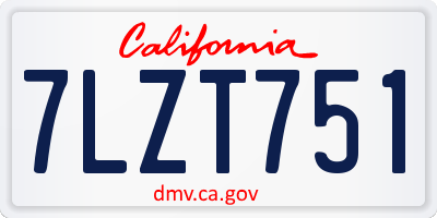 CA license plate 7LZT751