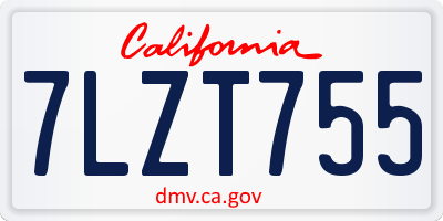 CA license plate 7LZT755