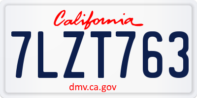 CA license plate 7LZT763