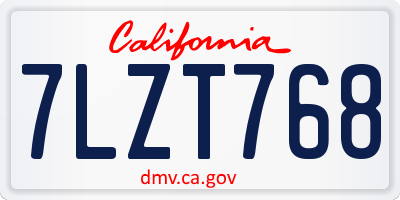 CA license plate 7LZT768