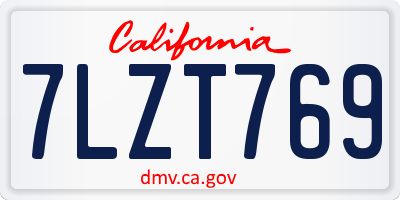 CA license plate 7LZT769