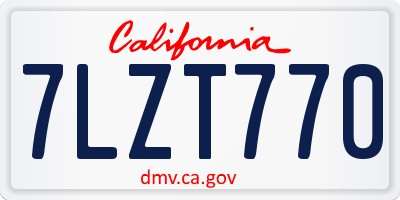CA license plate 7LZT770