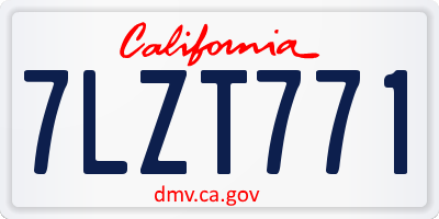 CA license plate 7LZT771