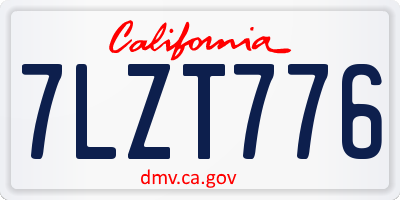 CA license plate 7LZT776