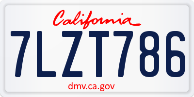 CA license plate 7LZT786