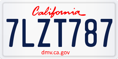 CA license plate 7LZT787