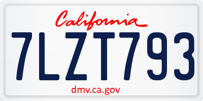 CA license plate 7LZT793