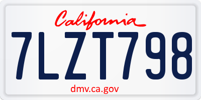 CA license plate 7LZT798