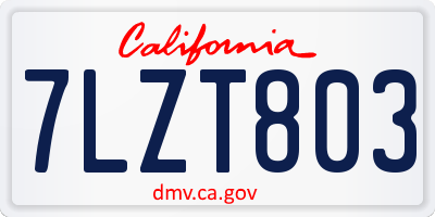 CA license plate 7LZT803