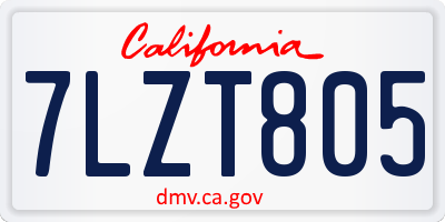 CA license plate 7LZT805