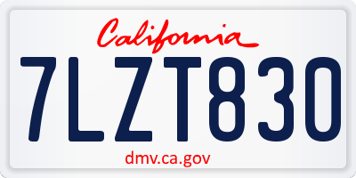 CA license plate 7LZT830