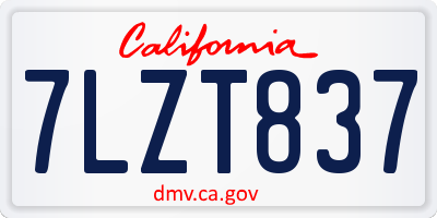 CA license plate 7LZT837