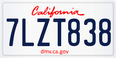 CA license plate 7LZT838