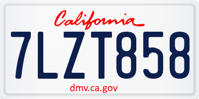 CA license plate 7LZT858
