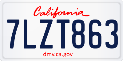 CA license plate 7LZT863