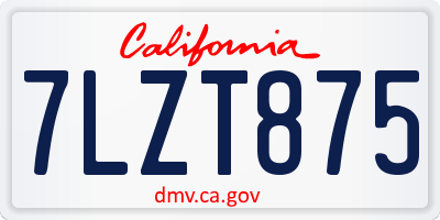 CA license plate 7LZT875