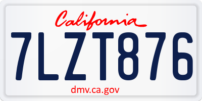 CA license plate 7LZT876