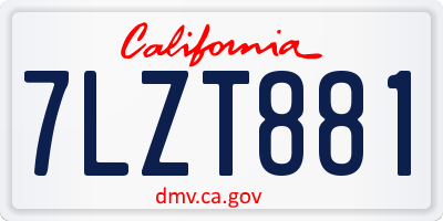 CA license plate 7LZT881