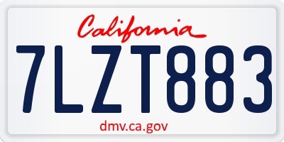 CA license plate 7LZT883