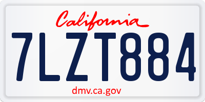 CA license plate 7LZT884