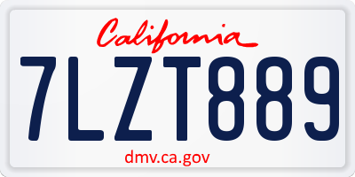 CA license plate 7LZT889
