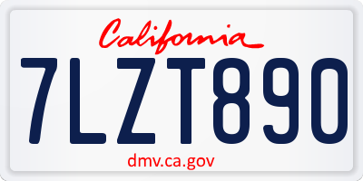 CA license plate 7LZT890
