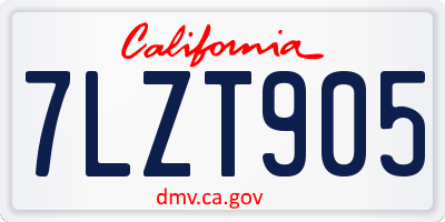 CA license plate 7LZT905