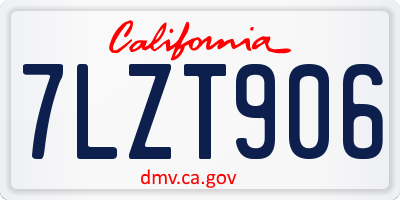 CA license plate 7LZT906