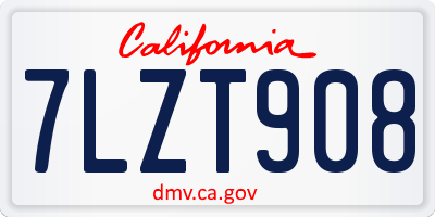 CA license plate 7LZT908