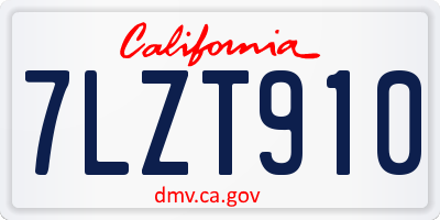 CA license plate 7LZT910