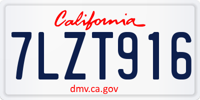 CA license plate 7LZT916