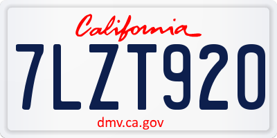 CA license plate 7LZT920