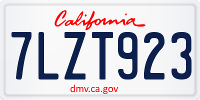 CA license plate 7LZT923