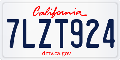CA license plate 7LZT924