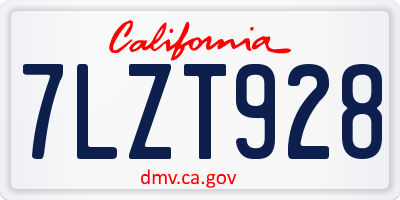CA license plate 7LZT928