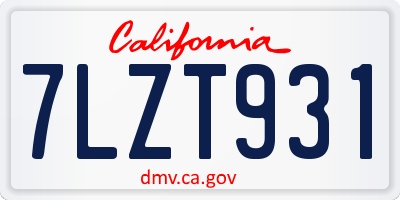 CA license plate 7LZT931