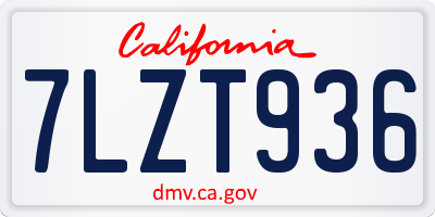 CA license plate 7LZT936