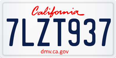 CA license plate 7LZT937