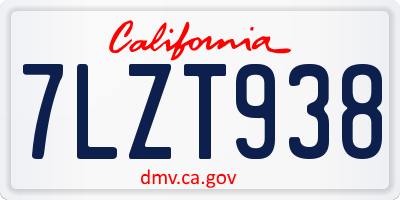 CA license plate 7LZT938