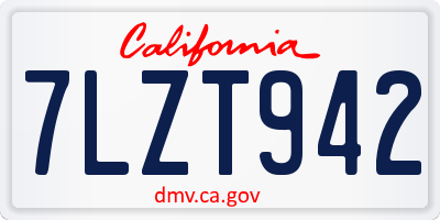 CA license plate 7LZT942