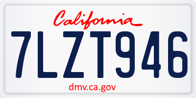 CA license plate 7LZT946