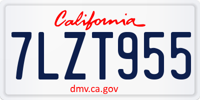 CA license plate 7LZT955