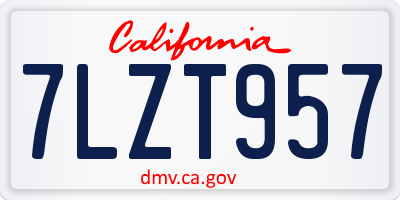 CA license plate 7LZT957