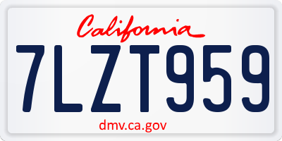 CA license plate 7LZT959