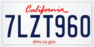 CA license plate 7LZT960