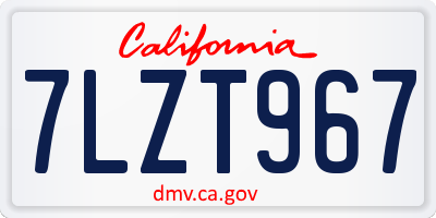 CA license plate 7LZT967