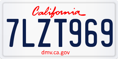 CA license plate 7LZT969
